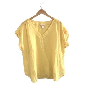 Vintage | Yellow loose lightweight short sleeve blouse women’s size extr…